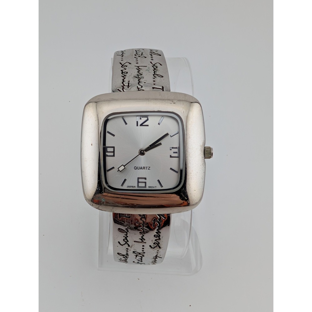Love‎ Hope Wish Faith Accutime Watch Women 36mm Silver Bangle Band- New Battery